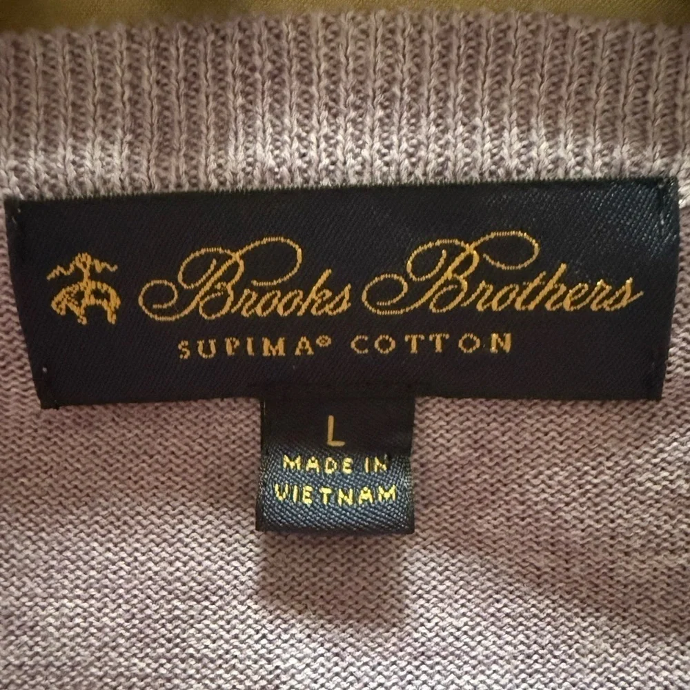 Men’s Brooks Brothers Lavender V-Neck Cotton Sweater size L